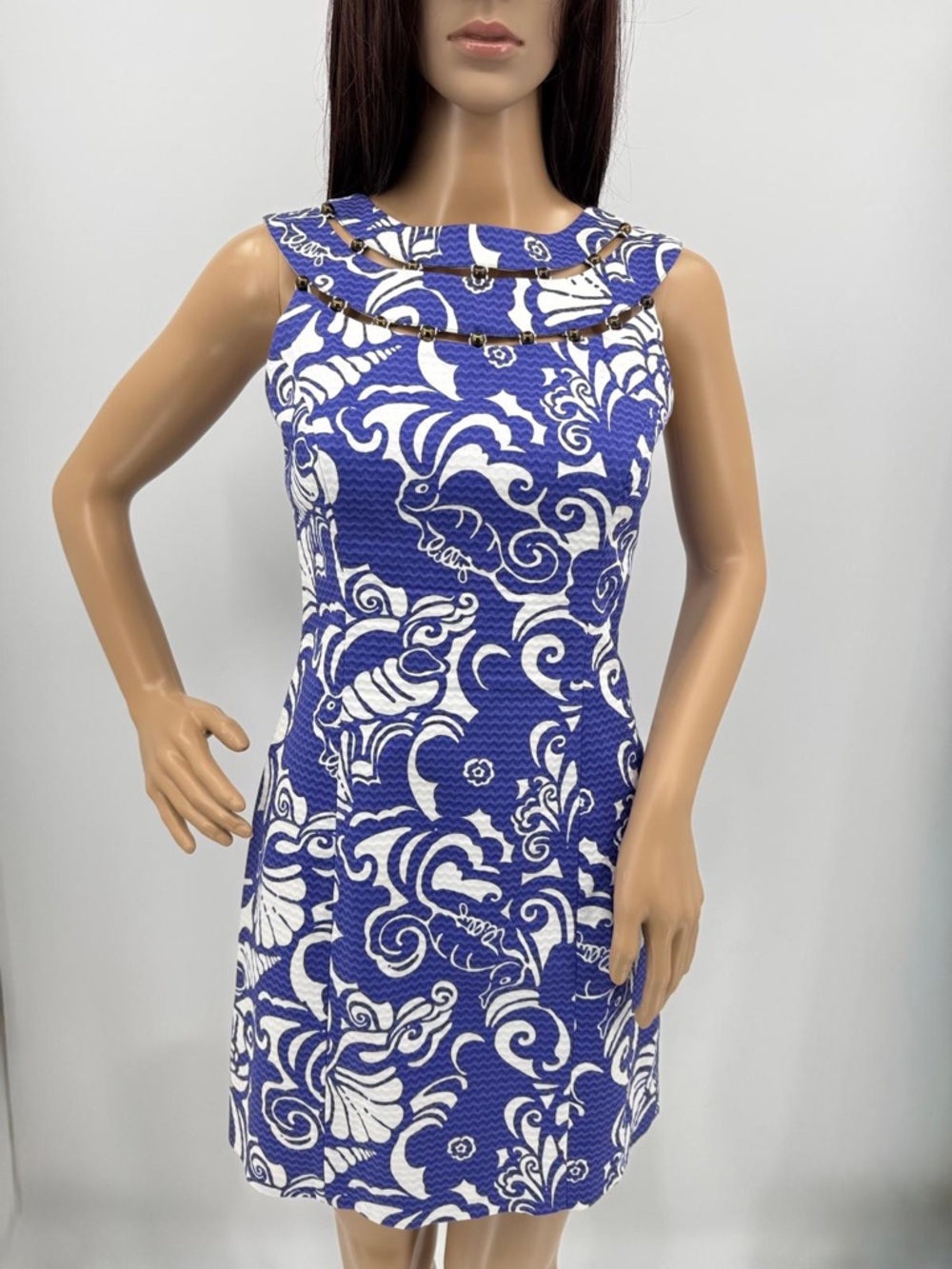 Lilly Pulitzer Lindy Tide Pools Sea Theme Coastal Nautical Beaded Shift Dress